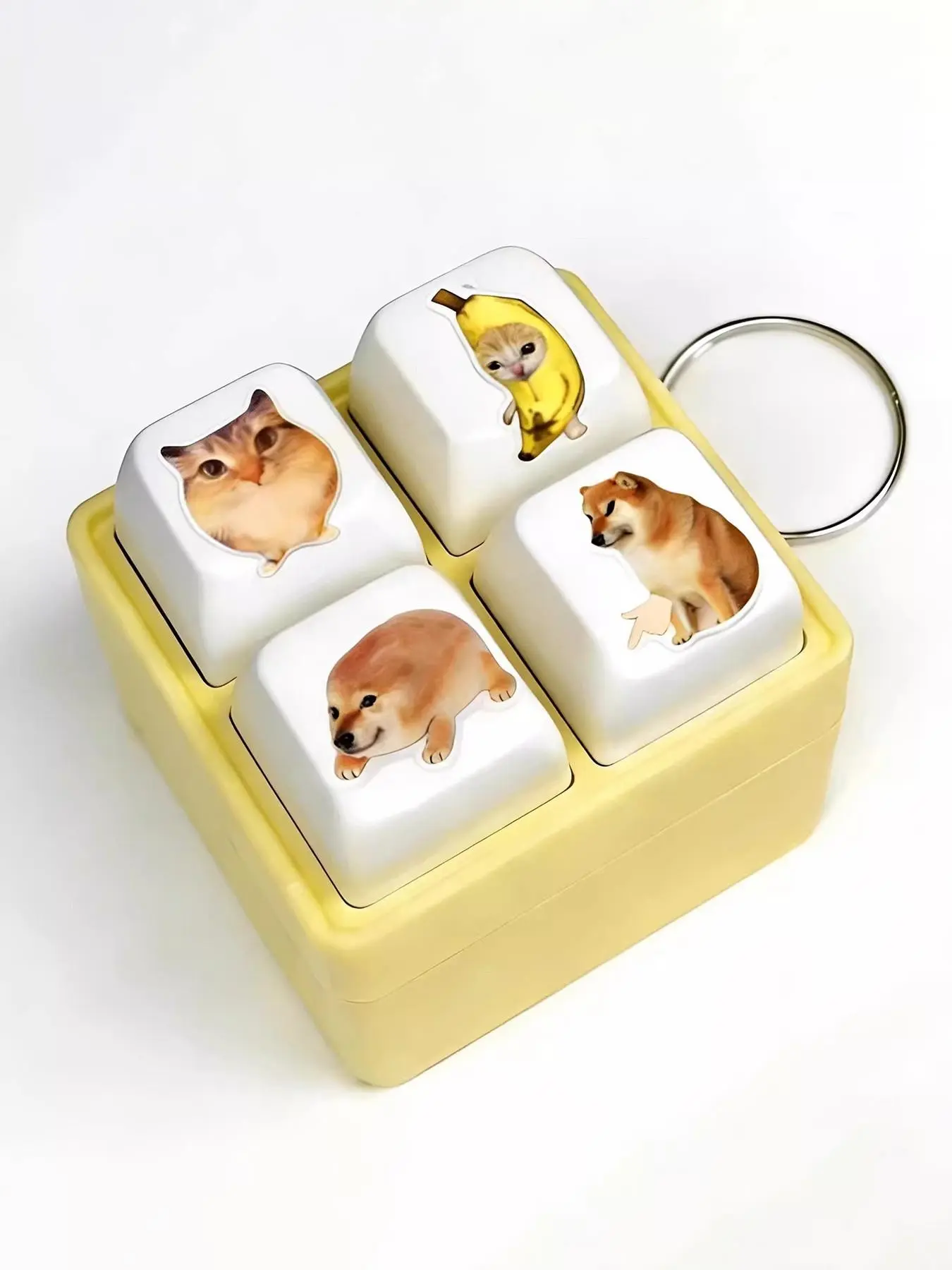 Four-Button Stress Relief Keychain Toy, Voice Activation Knife Shield, Fun Sound Effects, Perfect Gift for Kids & Adults