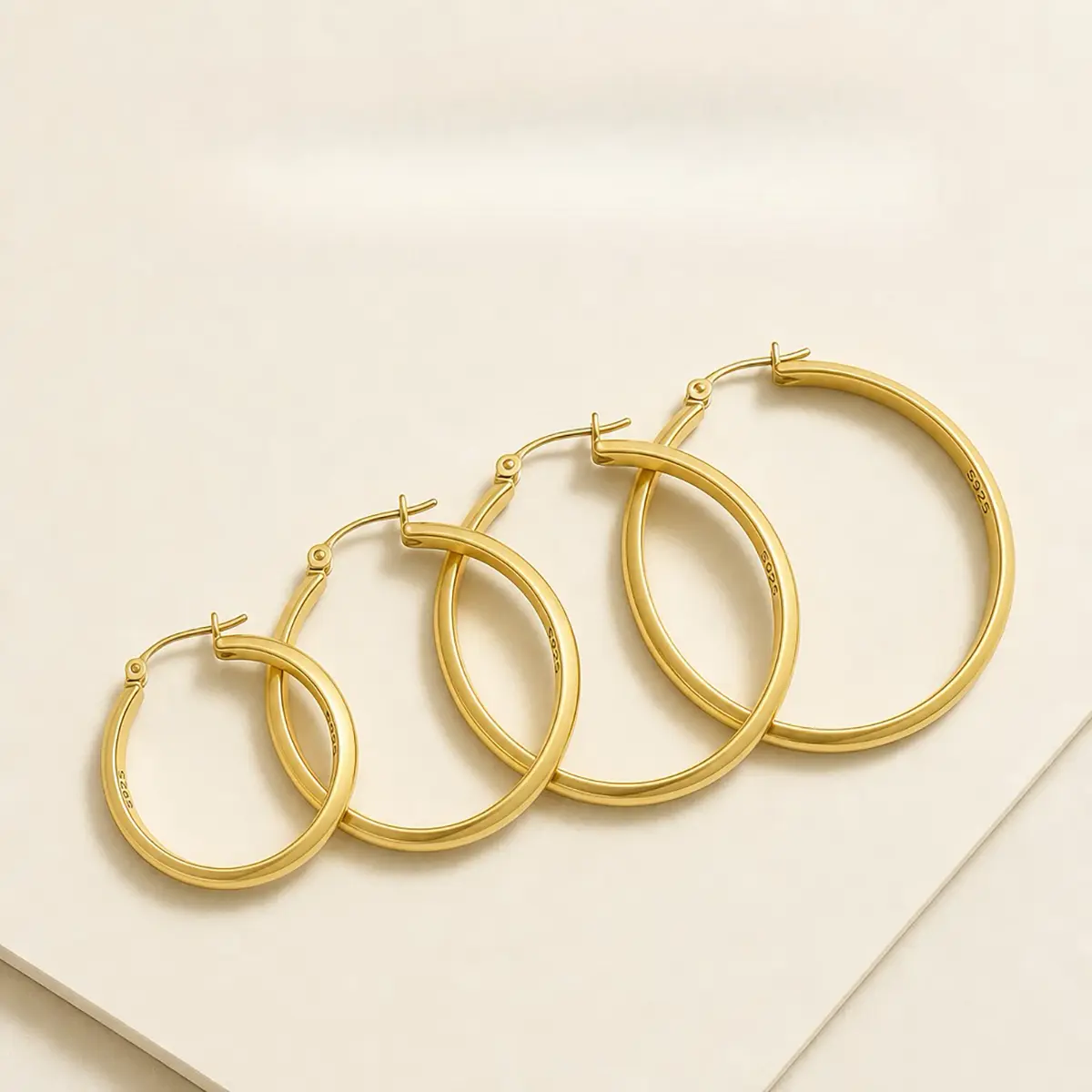 Women's S925 Sterling Silver Base Circular Hoop Earrings Sets, 5mm Wide Tube, 4 Sizes (30/40/50/60mm), Gold/Silver Plated, Hypoallergenic Waterproof Lightweight Oversized Sleek, Secure Latch Back, Women's Fashion Anniversary Premium Gift Box, Everyday, Go