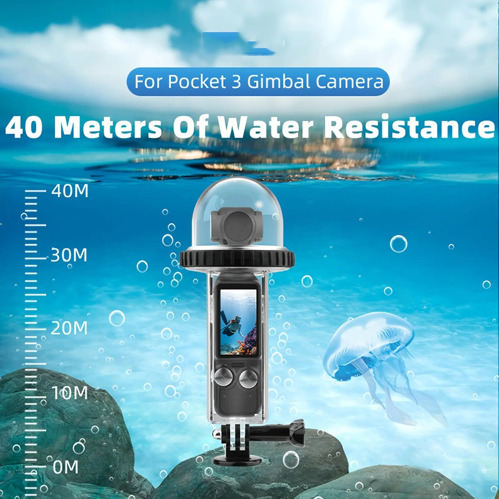 Dji Osmo Pocket 3 Waterproof Case, 40m Dive Protection Shell, High Transparency, Quick-Release Base, Underwater Surfing Camera Accessory