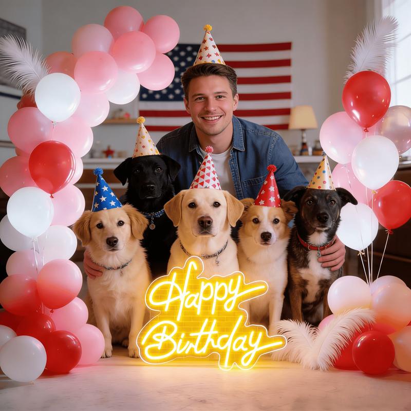 Happy Birthday Neon Wall Decor, LED Lighting Signs Birthday Decor, Home Decor Birthday Lighting LED Signs, Perfect for All Parties - The Best Personalized Birthday Gifts for Girls and Boys (16 ", Warm White)