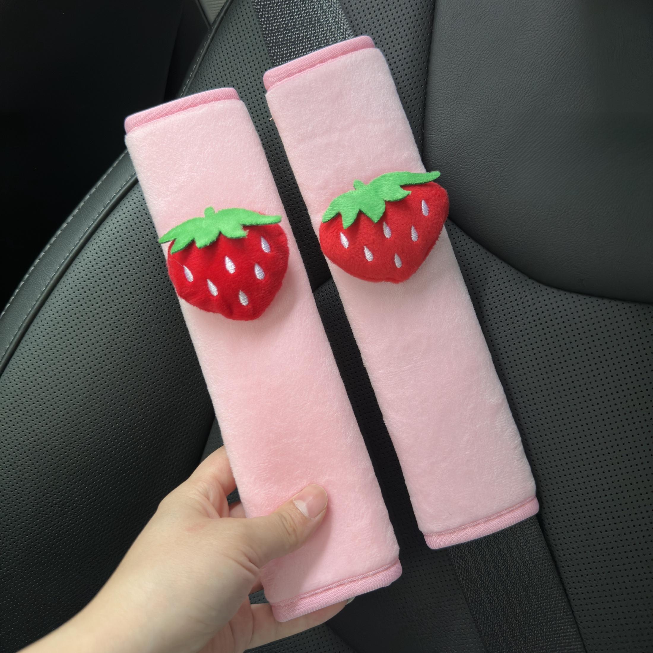 Strawberry Design Car Seat Belt Shoulder Protector, Breathable & Anti-pinch Car Seat Belt Shoulder Pad, Car Interior Decoration Accessories, Girly Car Accessories
