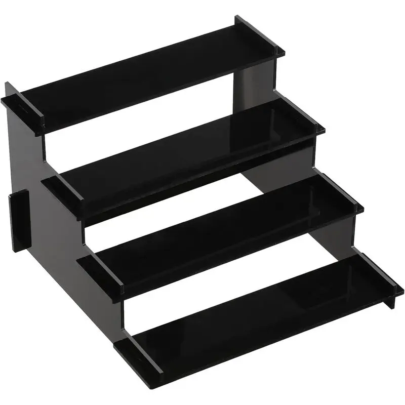 4-Tier Black Acrylic Display Riser Stand, Space-Saving Perfume and Cologne Organizer Shelf for Skincare, Makeup, Jewelry, Figures and Collectibles,cool