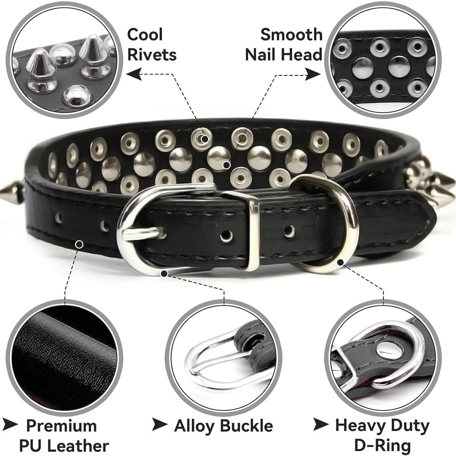 Dog Collar, Studded Anti-Bite Punk Pet Collar for Medium & Large Dogs, Durable Adjustable Heavy Duty Pet Neckwear, Trendy Gothic Accessories for Pitbull German Shepherd