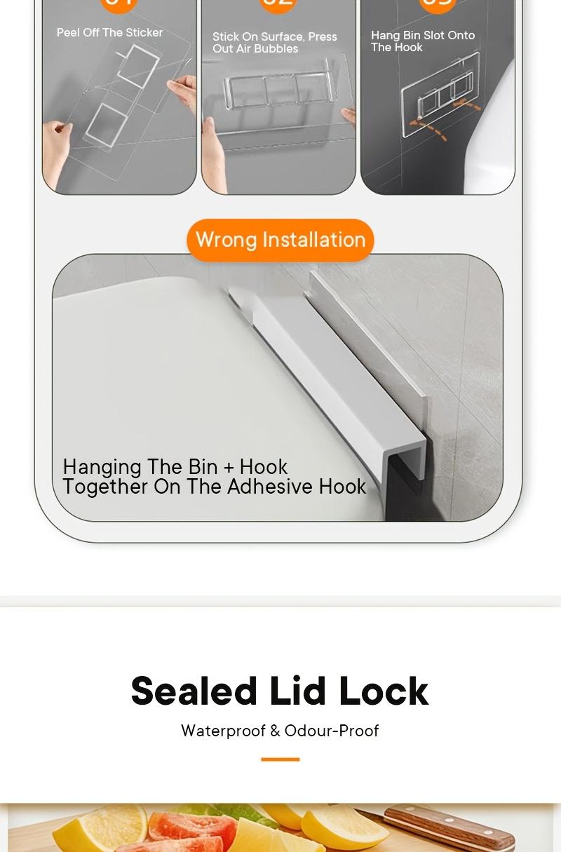 Wall-Mounted Waste Bin, No Need to Bend Down, Odor-Resistant Covered Trash Can, Large Capacity Hanging Waste Container, Modern Minimalist Design for Home Use