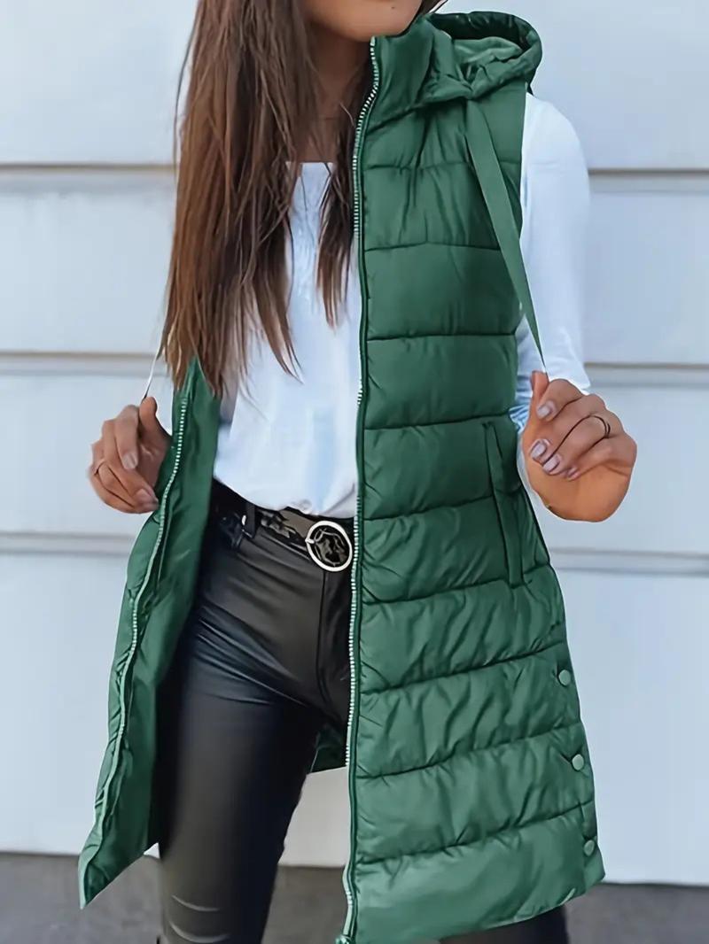 BIGWIG Solid Color Hooded Zipper Vest Jacket Women's Clothing
