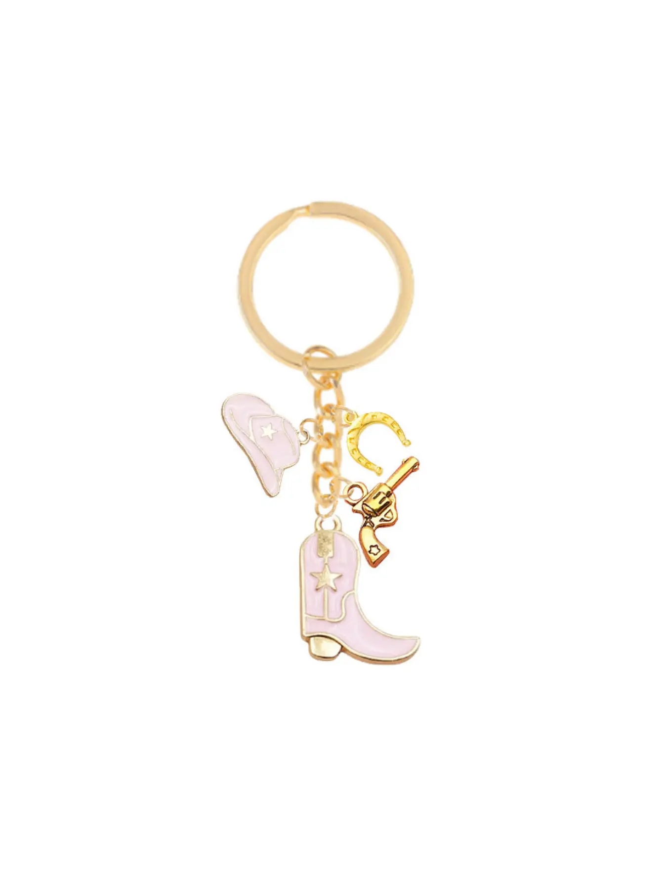 Western Cowboy Boot Keychain, Vintage Cowboy Hat & Revolver Charm Key Ring, Cute Colorful Cowgirl Key Pendant, Fashion Bag Decoration, Ideal Daily Accessory & Western Style Gift, Keychain Charms
