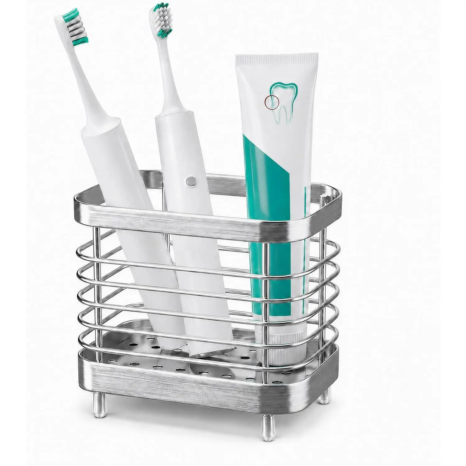 Countertop  Holder for Bathroom, Stainless Steel Electric  Brush Stand Storage Organizer with Drainage,   Holder ,  Bathroom Sink Accessories Decor