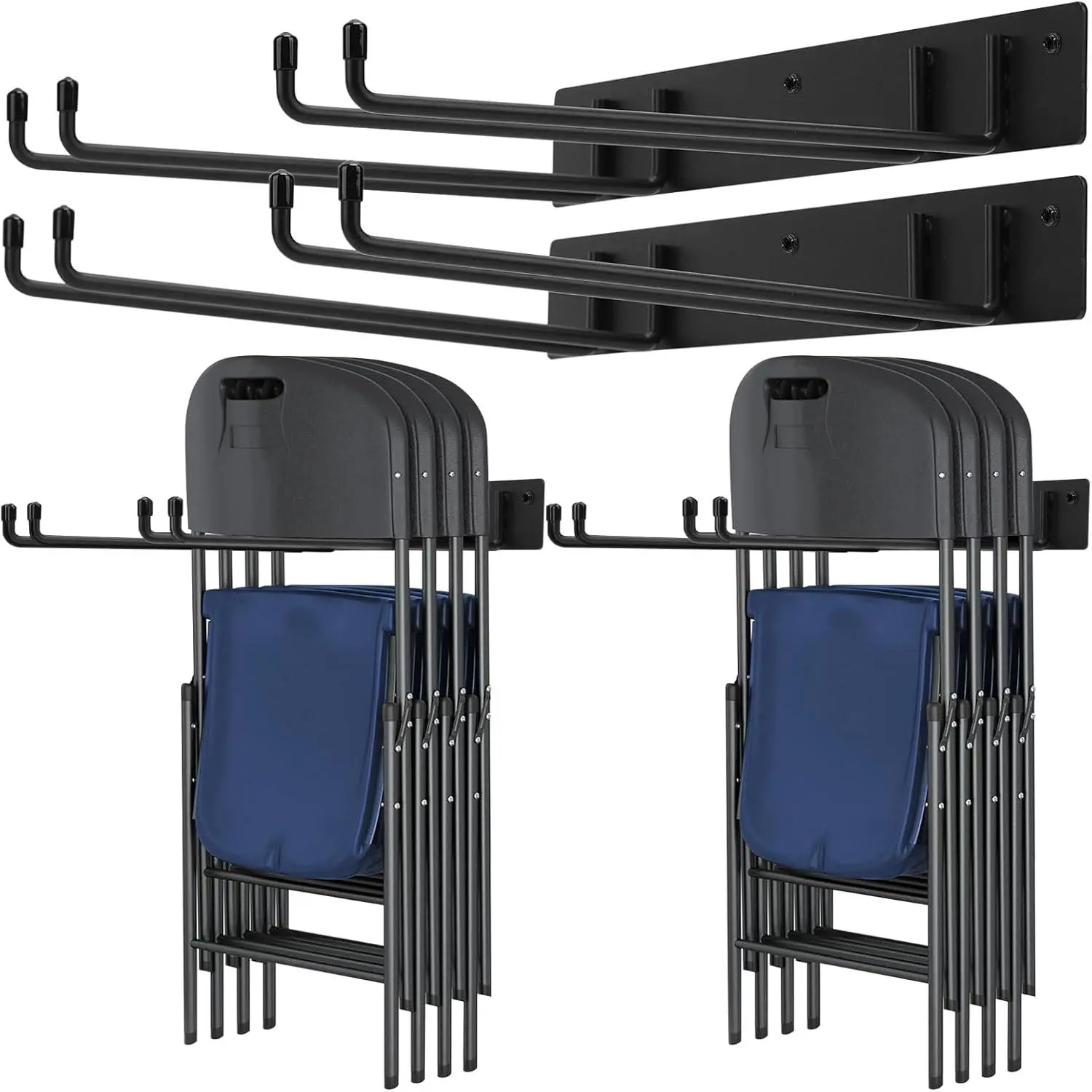 Folding Chair Rack,Metal Folding Chair Storage Rack - 2-Pack,Heavy Duty Design,Garage Organization & Foldable Chair Hanger