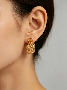 Pineapple Earrings, French Chic Office Style, Hollow Design, Enhances Face Shape, Perfect for Casual and Vacation