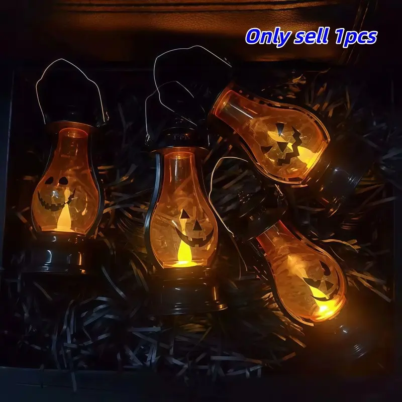 Halloween Pumpkin Pattern Lantern, Festival Atmosphere Prop, Halloween Decoration, LED Candle Light, Hanging Lantern, Holiday Gift