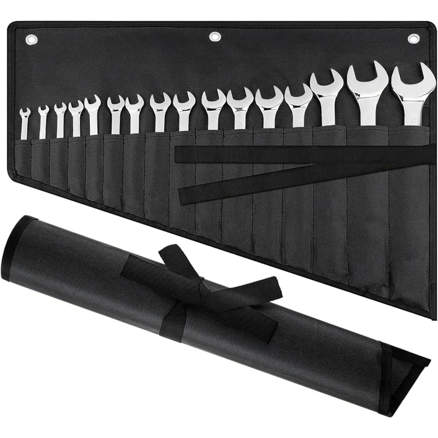 Wrench Roll Up Pouch, 16-Pocket Heavy Duty Roll Up Tool Bag | Sturdy  Oxford Fabric, 3 Rings, for Wrenches, Screwdrivers, Hand Tools Storage, Portable Organizer for Mechanics
