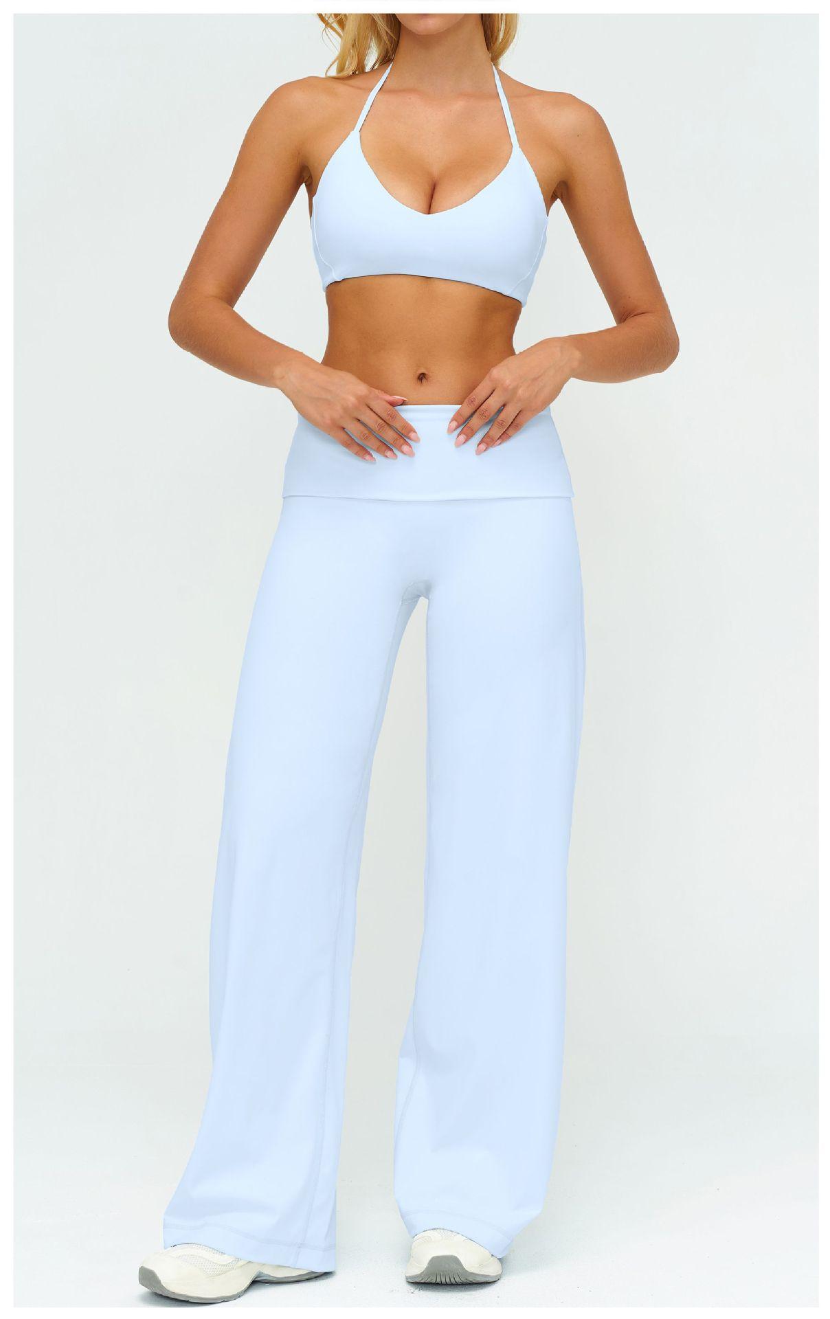 Sporty Two-Piece Set Women's Plain Crop Cami Top & Flare Leg Pants Sports Set 78% Nylon 22% Spandex Comfy Breathable for Yoga Gym Workout Running,Comfortable Workout Wear, Yoga Workout Activewear