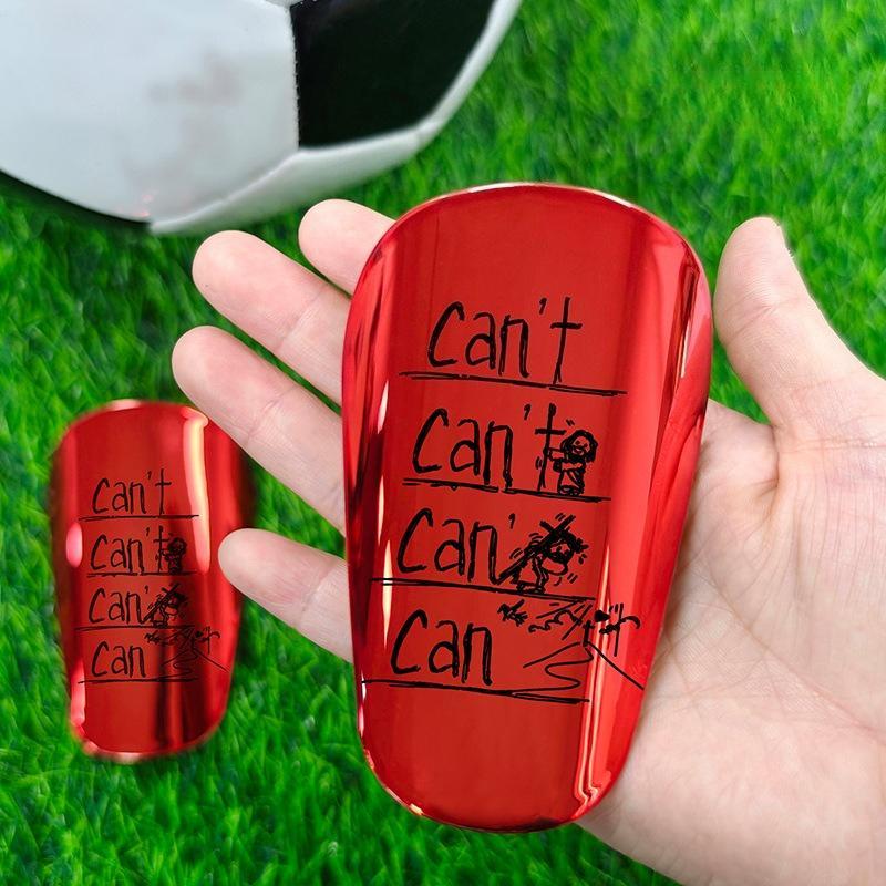 1 Pair Mini Soccer Shin Guards for Adults, Thick Electroplated Metal Sports Protective Gear with "CAN'T HEAR YOU" Design, Inserts for Enhanced Fit and Protection, Mini Shin Guards,Valentine's Day gift