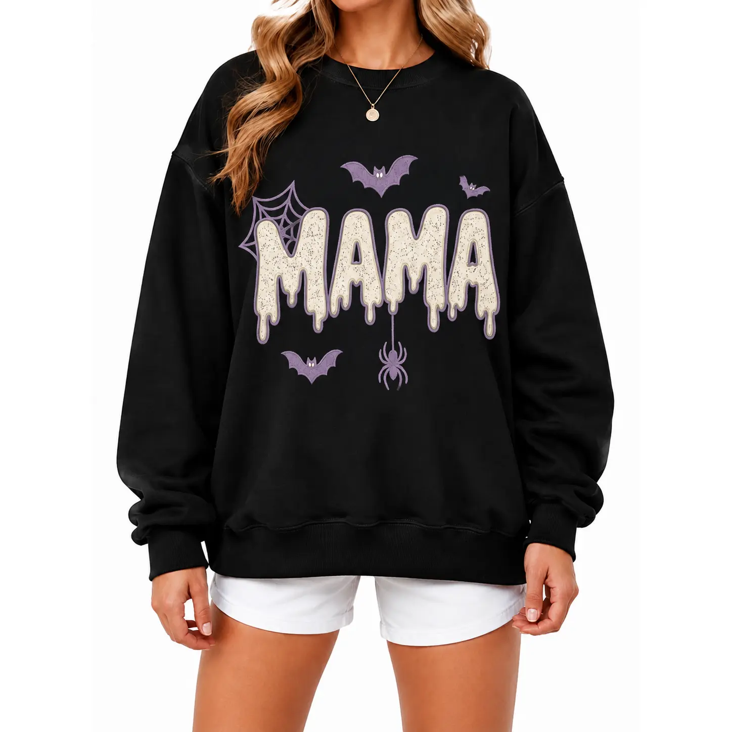 Halloween Mama Glitter Embroidered Sweatshirt