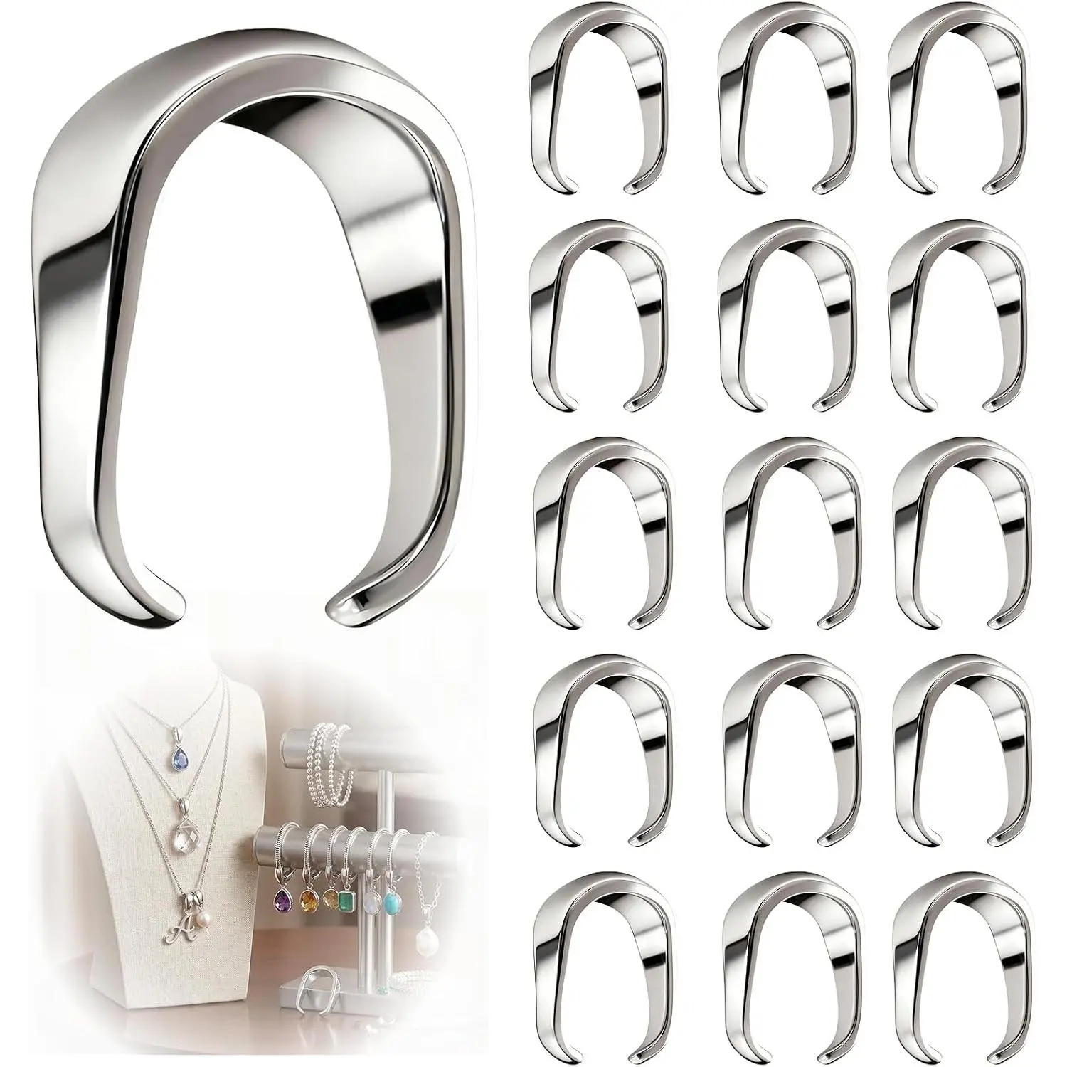 100 count 304 Stainless Steel Pinch Clip Bail Clasps,0.16 Inch,Pendant Holders Connector Findings for  Making,Sturdy Necklace  Findings[4X8mm]