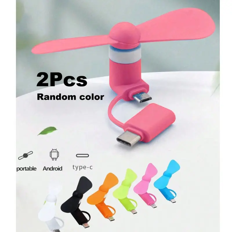 Portable Mini Phone Fan, Personal Portable Fan, Type-C & Android Interface, Random Colors, Compatible with Smartphones & Tablets, Ideal for Summer Holidays, Handheld Fans