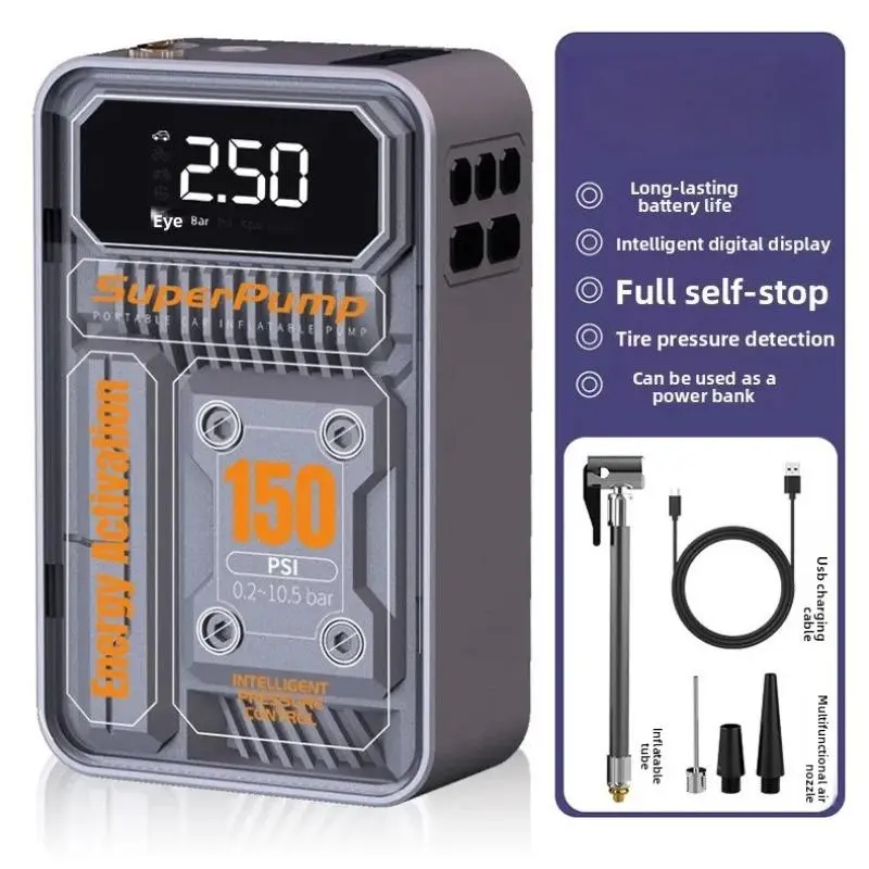 Rechargeable Wireless Car Air Pump, 150PSI Dual Pump Digital Tire Inflator with Fast Charging for Car, EV and Bicycle Tires Cordless Auto Shutoff