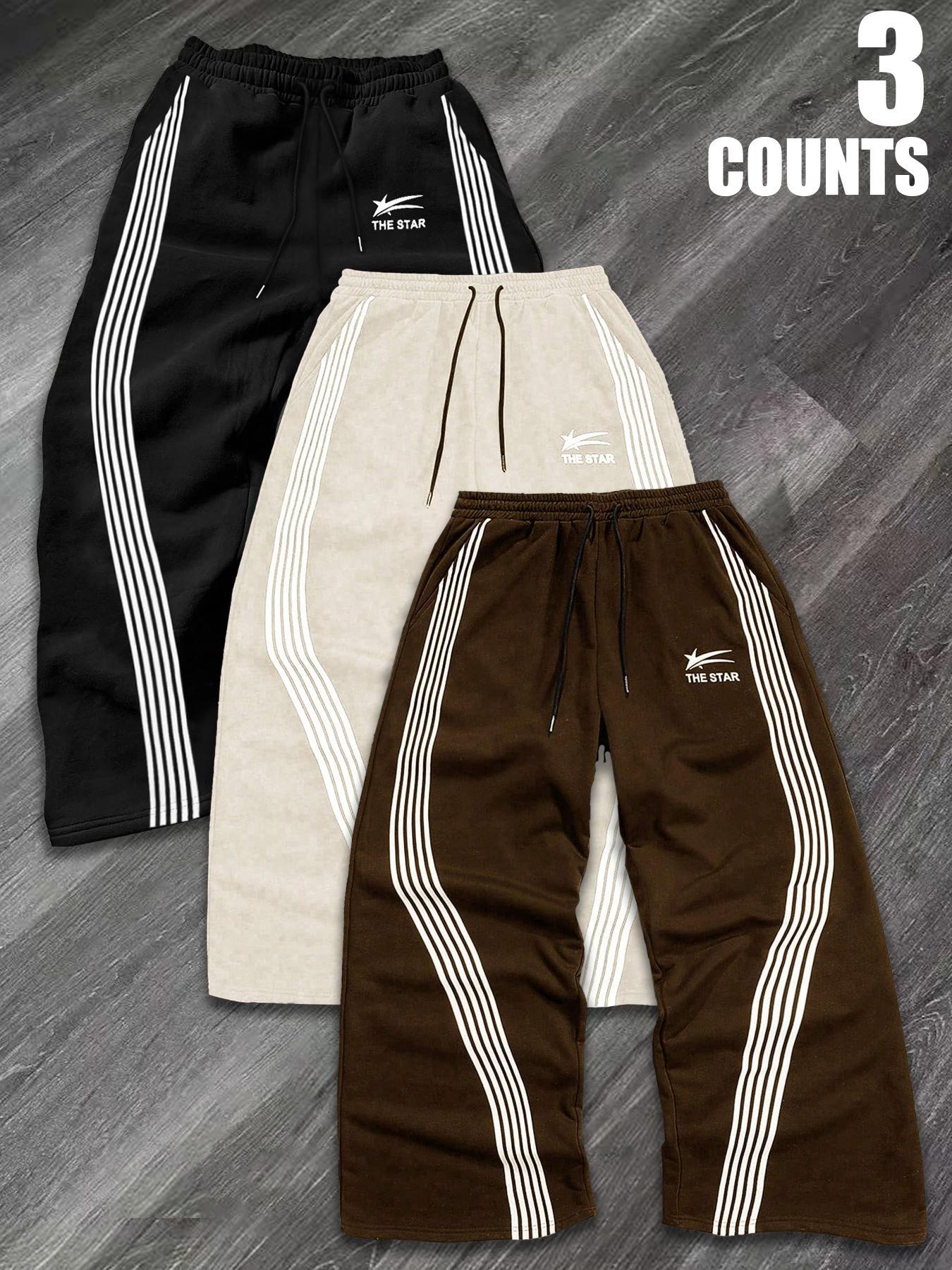 Men's Striped Print Waistband Jogger Pants, Casual Comfy Breathable Sweatpants for Daily Wear, Men's Trousers for All Seasons, Sports Pants