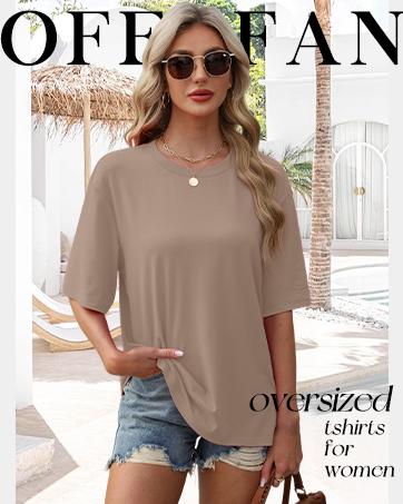 OFEEFAN Summer Tops for Women 2025 Short Sleeve Shirts Dressy Casual Crew Neck Tshirts Fashion Oversized Oversized Womenswear Crewneck SpringStatements