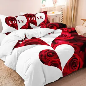 Rose Pattern Bedding Set, Soft Bedding Sets, Including 1 Duvet Cover & 2 Pillowcases, Bedding Supplies for Home Bedroom Hotel #TOP PICKS