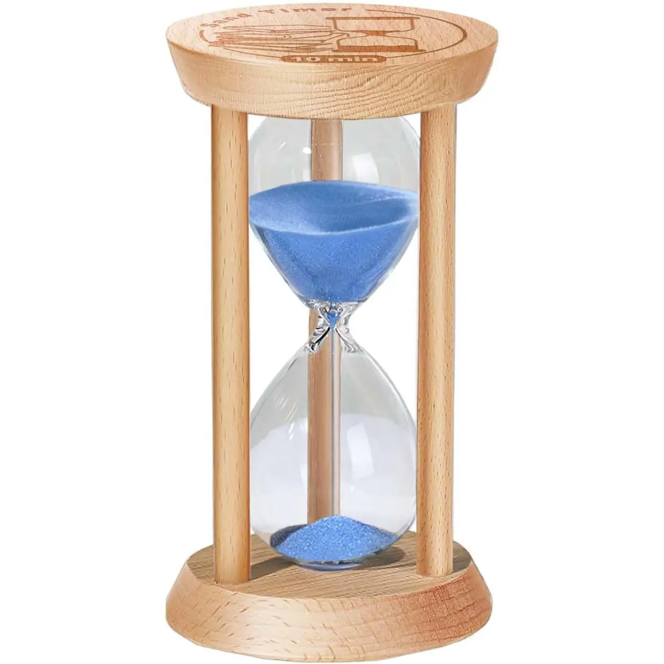 10 Minute Sand Timer, 10 Min Wooden Hourglass,  Mini Sand Clock, Ten Minute Sandglass, Reloj De Arena, Hour Glass for  Timer, Kitchen, Desk Decor, Work, , , Blue