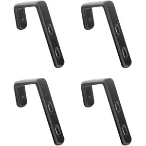 4pcs Iron Bunk Bed Ladder Brackets, PVC Coated Stainless Steel Angled Ladder Hooks Heavy Duty Hardware Utility Hook Loft Bed Hanger (Black)