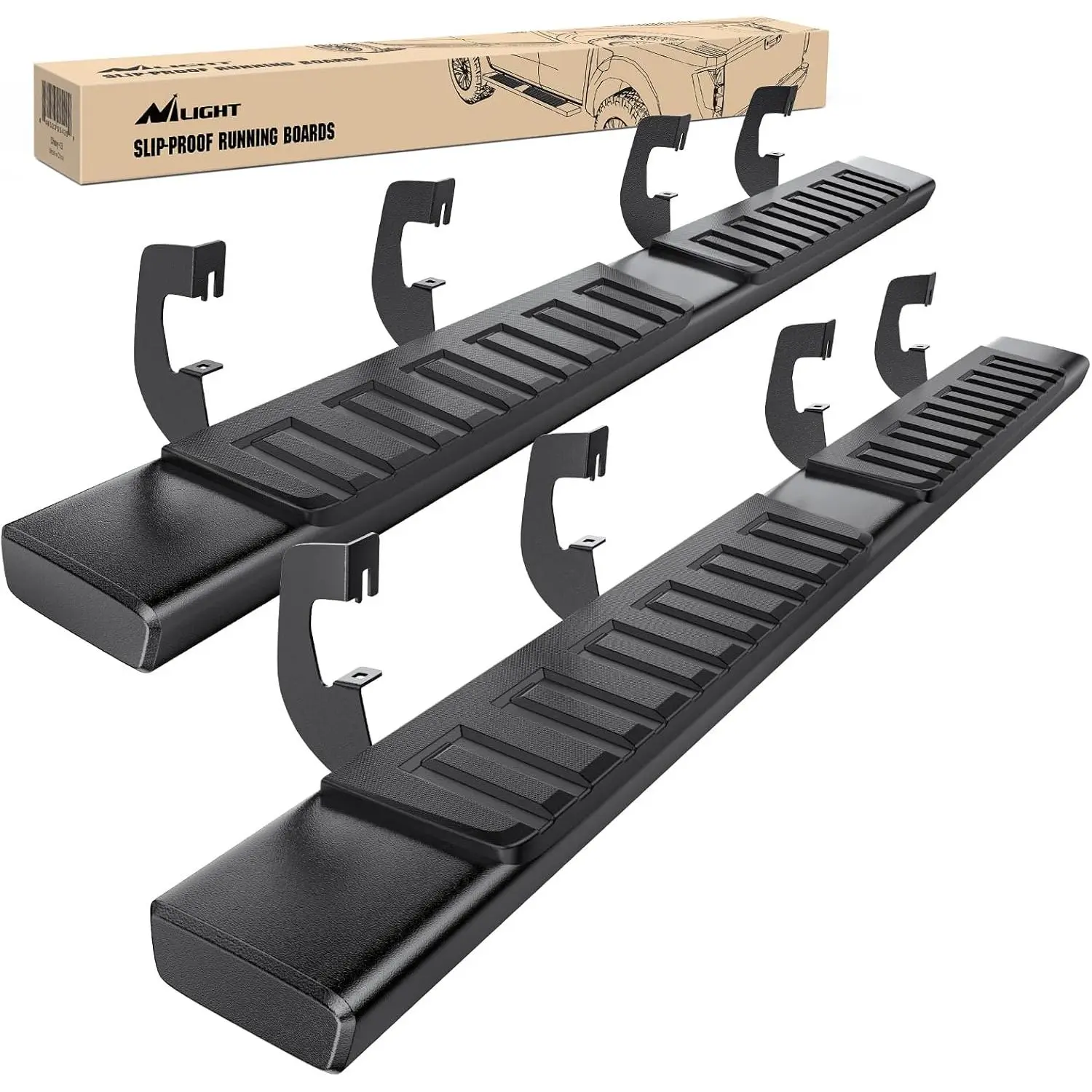 Nilight 6-Inch Slip-Proof Aluminum Running Boards - Bolt-On ABS Crash & Scratch Guards, 450lb Capacity Upgraded Auto Replacement Parts with Vehicle Specific Fit for 2007-2018 Chevy Silverado/GMC Sierra 1500 Crew Cab, 2007-2019 2500HD/3500HD Towing Trucks