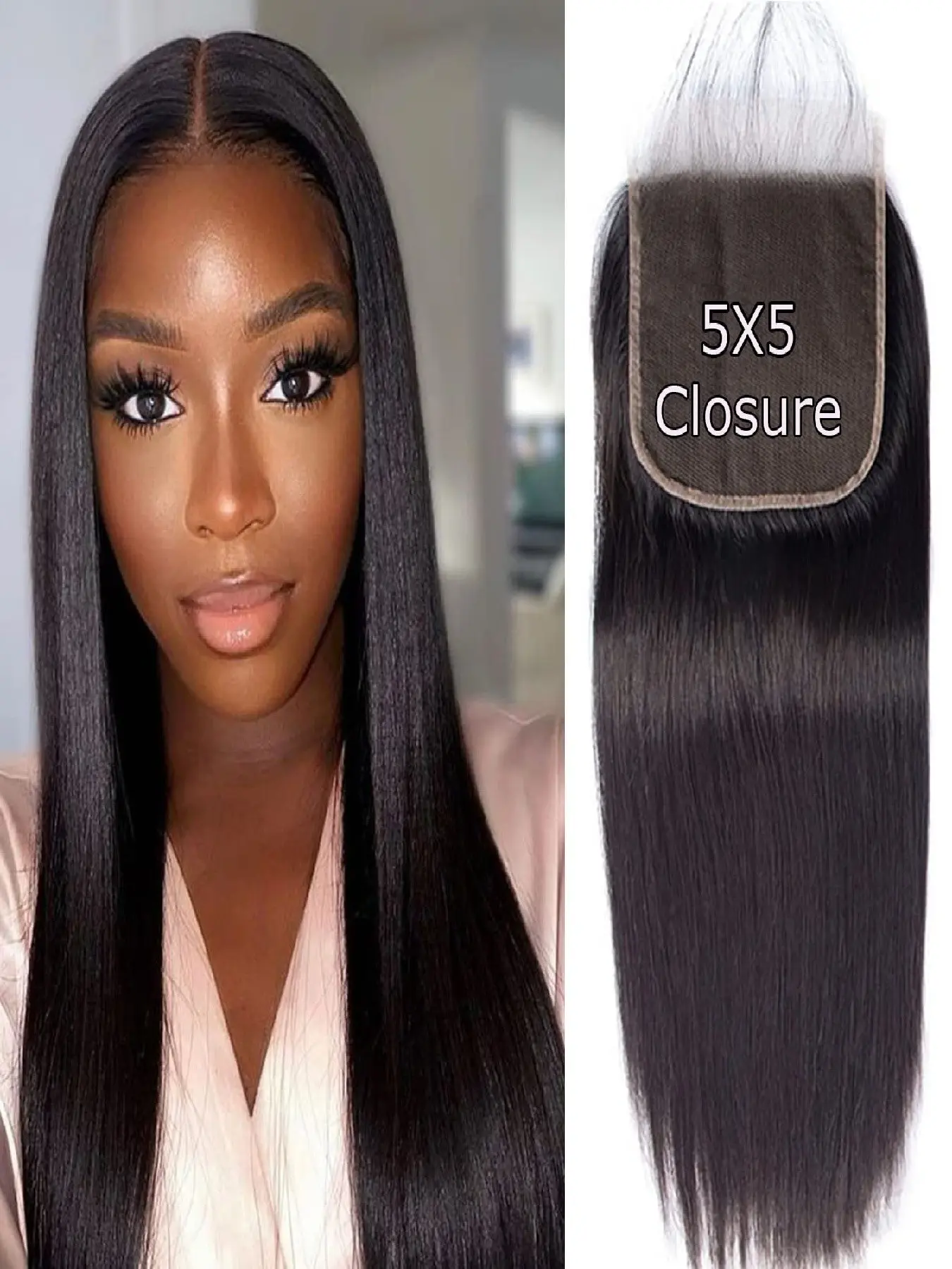 Hd Closure 5x5 Straight Closure 5x5 Transparent Lace 12A Human Hair Frontal Pre Plucked With Baby Hair Natural Hairline