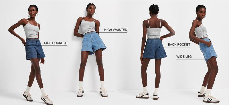 Imily Bela Women's Casual Jean Shorts High Waisted Denim Shorts Wide Leg Summer Shorts with Pockets