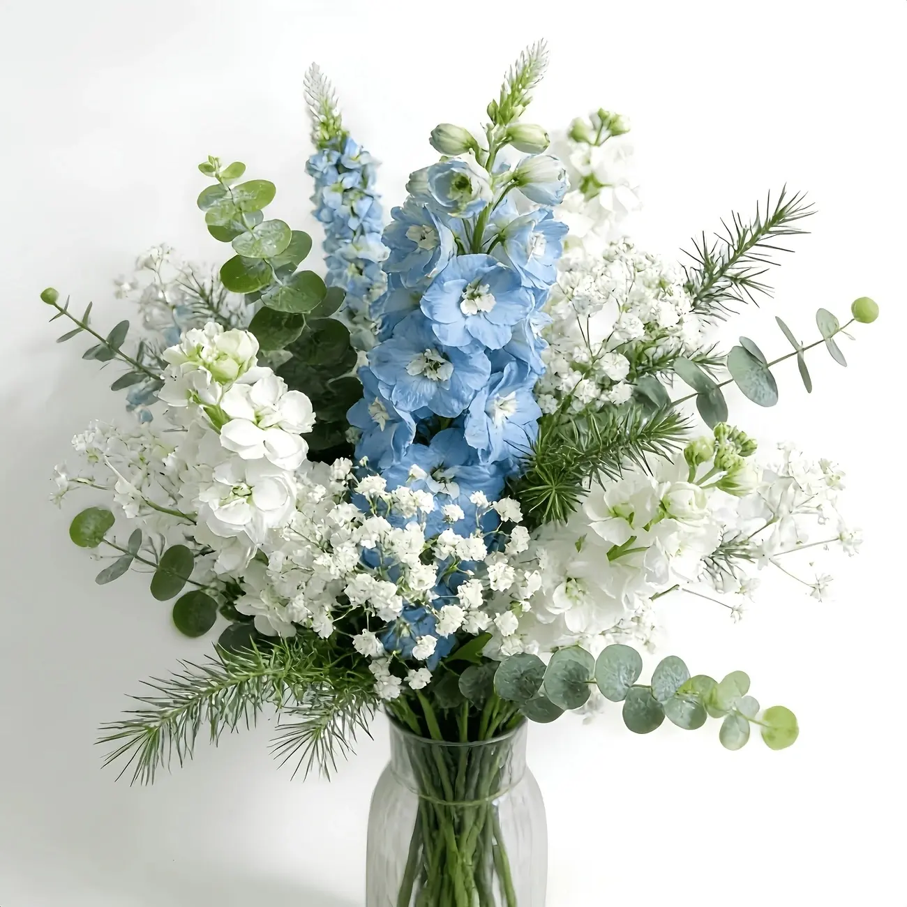 10 Eucalyptus Leaves + 1 Hyacinth + 29 Baby's Breath Artificial Flowers, Decorative Flowers, Spring Summer Decor, Wedding, Home, Festival Decoration