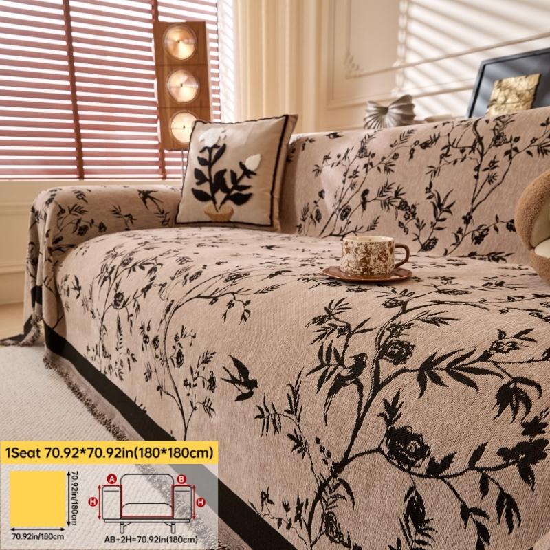 Plant Leaf Pattern Chenille Sofa Cover, 1 Count Soft Slipcover Protector for Living Room Couch, Sofa Decoration Supplies#TOP PICKS