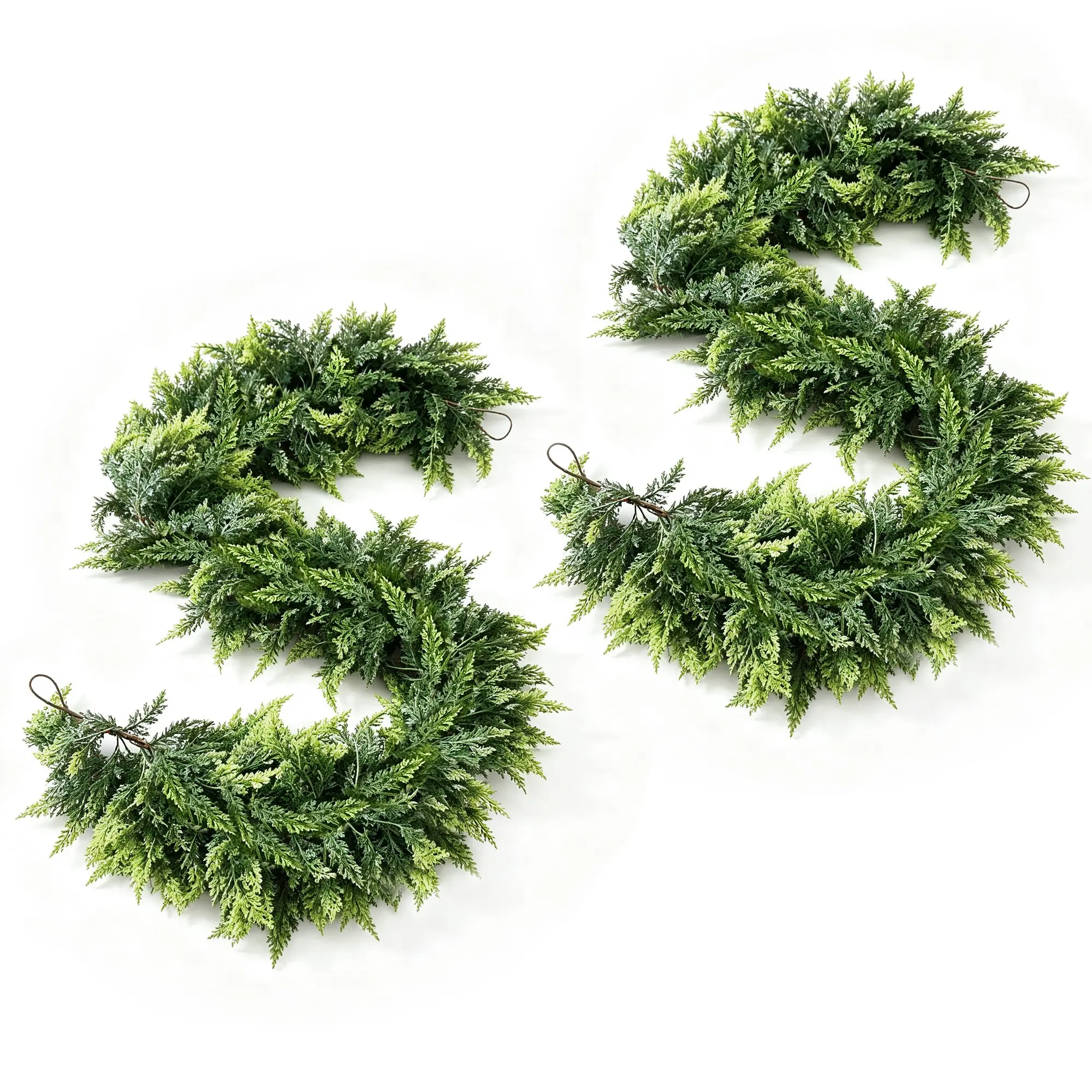 6 Ft 2 Pcs Artificial Cedar Garlands, Plastic Hanging Decor, Real Touch Winter Cedar Garland, Indoor Outdoor Decorative, Artificial Greenery Pine Garland for Christmas Decorations, Festive Home Decoration