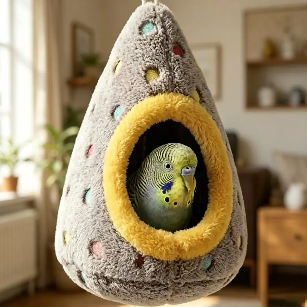 1pc Pet Winter Egg-Shaped Bird Nest, Insulated Bird House, Hanging Bird Cage, Suitable for Most Small Birds, Parrot Cage Accessory