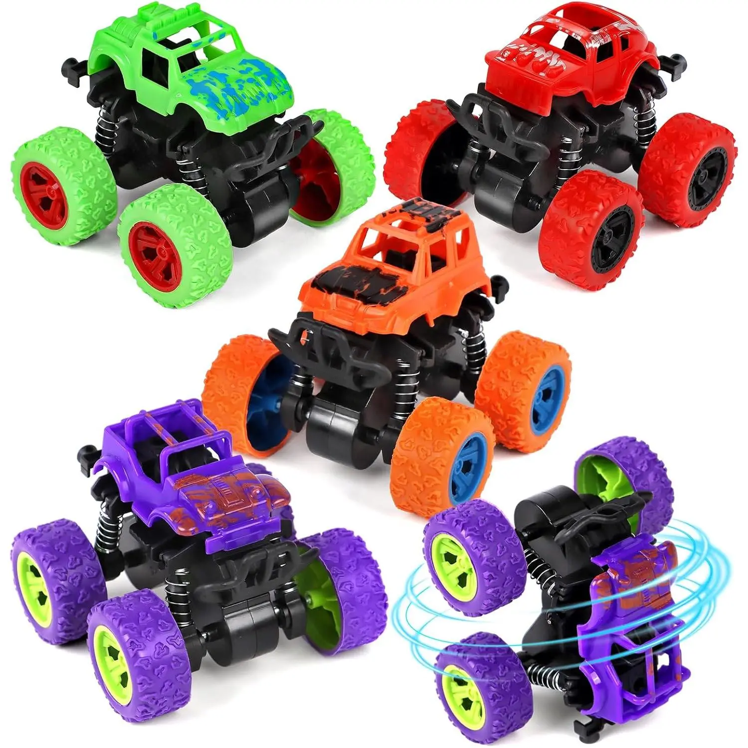 24 Pcs Gift Monster Truck Toys Bulk with Cards for Kids Push and Go Vehicles Pull Back Cars Party Favors School Gifts Exchange Classroom Prizes for Boys Girlsfidget toys