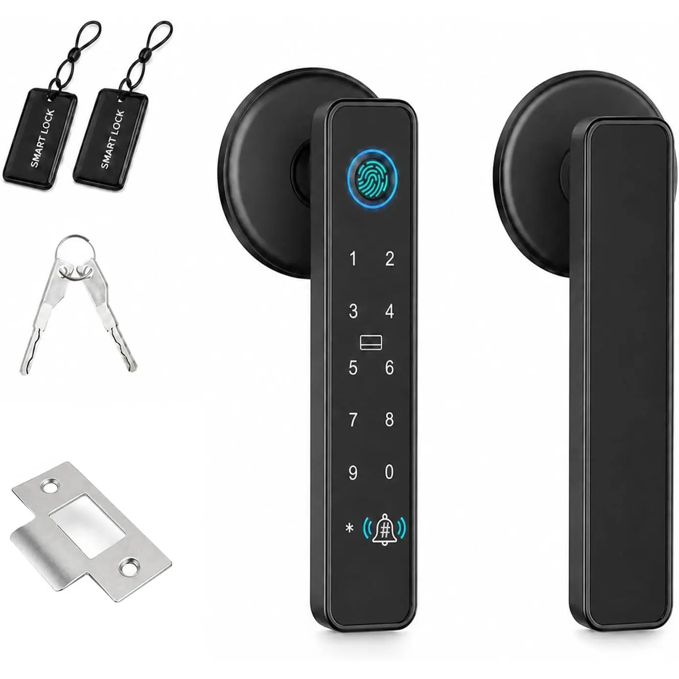 Biometric Fingerprint Door Knob with Doorbell, 4-in-1 Keyless Entry  Lock with Keypad, IC Cards & , Auto-Lock, Fits Standard  Doors for  Office Bedroom Apartment