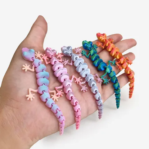 10pcs 3D Printed Small Geckos, Animal Design, 9cm Length, Pla Material, Vibrant Colors, Decoration Figure, Decorative Home Ornament, Decoration Items, Ideal for Home Decor Ornaments, Holiday Decorations & Ornaments