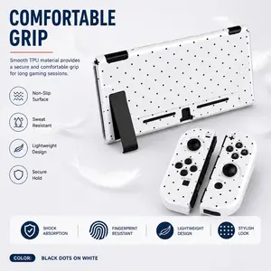 Compatible with Nintendo Switch OLED/Switch/Lite Case, White Black Polka Dot Protective Cover, Shockproof TPU Full Body Shell
