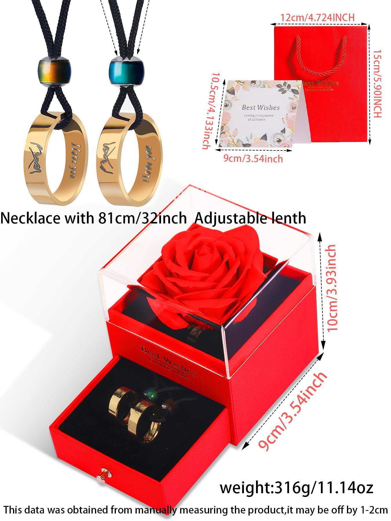 I Love You Design Couple's Ring Pendant Couple Necklace, Letters Pattern Necklace, Fashion Necklace for Daily Wear, Trendy All-match & Exquisite Jewelry for Birthday Gift, Name Engraved Pendant