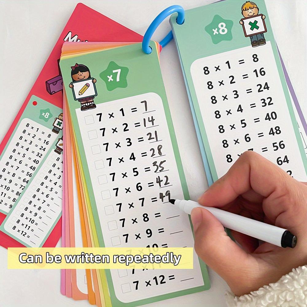 15 cards multiplication table, mathematical number card , educational learning, mathematics, children's flash card, elementary school, reusable at home school supplies