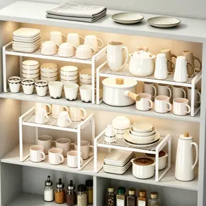 1 pc, metal shelf,Stackable kitchen countertop storage rack,Spice rack,Seasoning rack,No drilling required,Cutlery holder,Microwave stand,Kitchen storage rack,Suitable for kitchens, bathrooms, and bedrooms