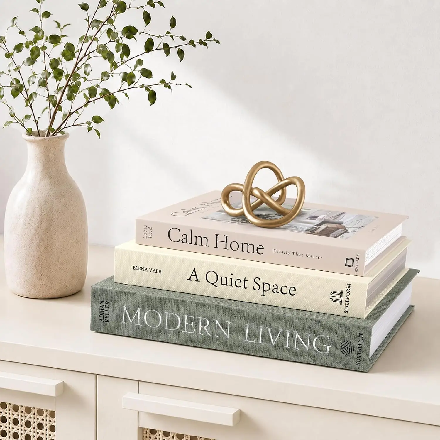 Decorative Books for Home Decor, Set of 3 Stackable Fake Books for Coffee Table Bookshelf Decor, Modern Aesthetic Decorative Book for Home Living Room Bedroom Office Decoration, Sage Green