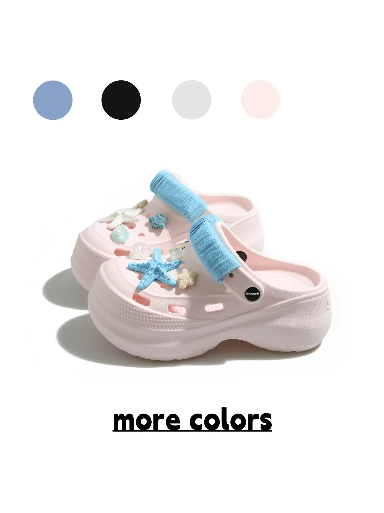Women's Colorblock Ocean Shell Sandals Slide, DIY Holey Shoes, Starfish Shell Decor, Non-Slip Thick Sole, Beach Style, All Seasons, Footwear, Thick Sole Slides