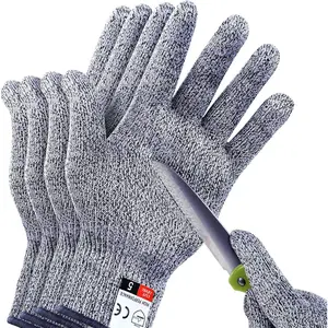 4 PCS (M+L) Cut Resistant Gloves Level 5 Protection  Kitchen, Upgrade Safety Anti Cutting Gloves  Meat Cutting