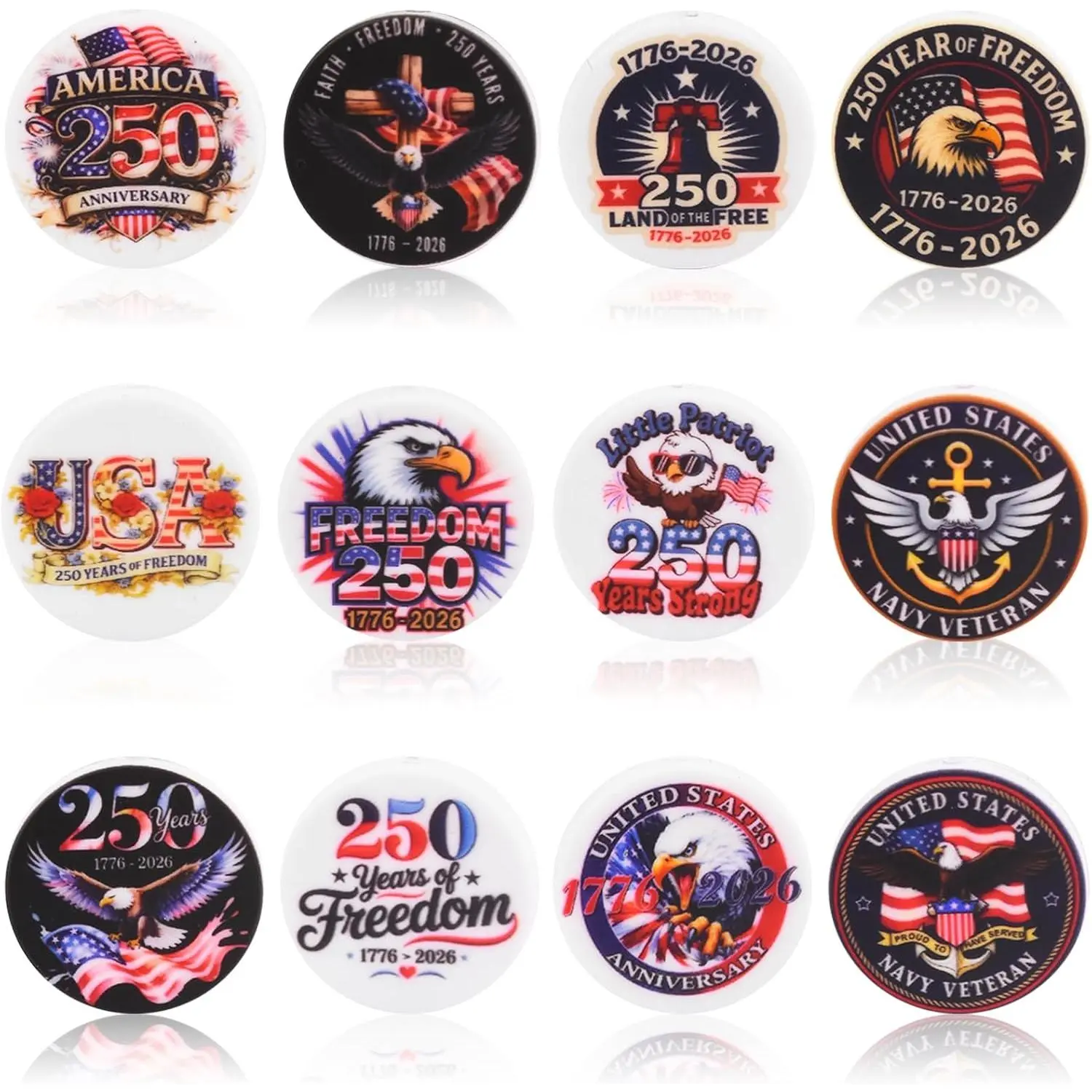 12 count 250 Anniversary Characters  Focal Beads for  Making, Circle Shaped  Beads for Pen, Loose Bead for Bracelet Necklace Lanyard  and  Crafts Making
