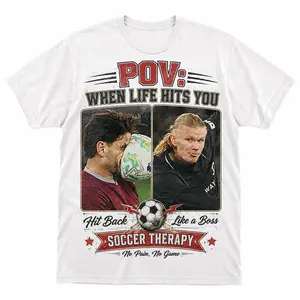Vintage Bootleg Style Graphic T-Shirt, Funny Erling Haaland Soccer Therapy Meme, Oversized Loose-Fit Casual Streetwear for Football Fans