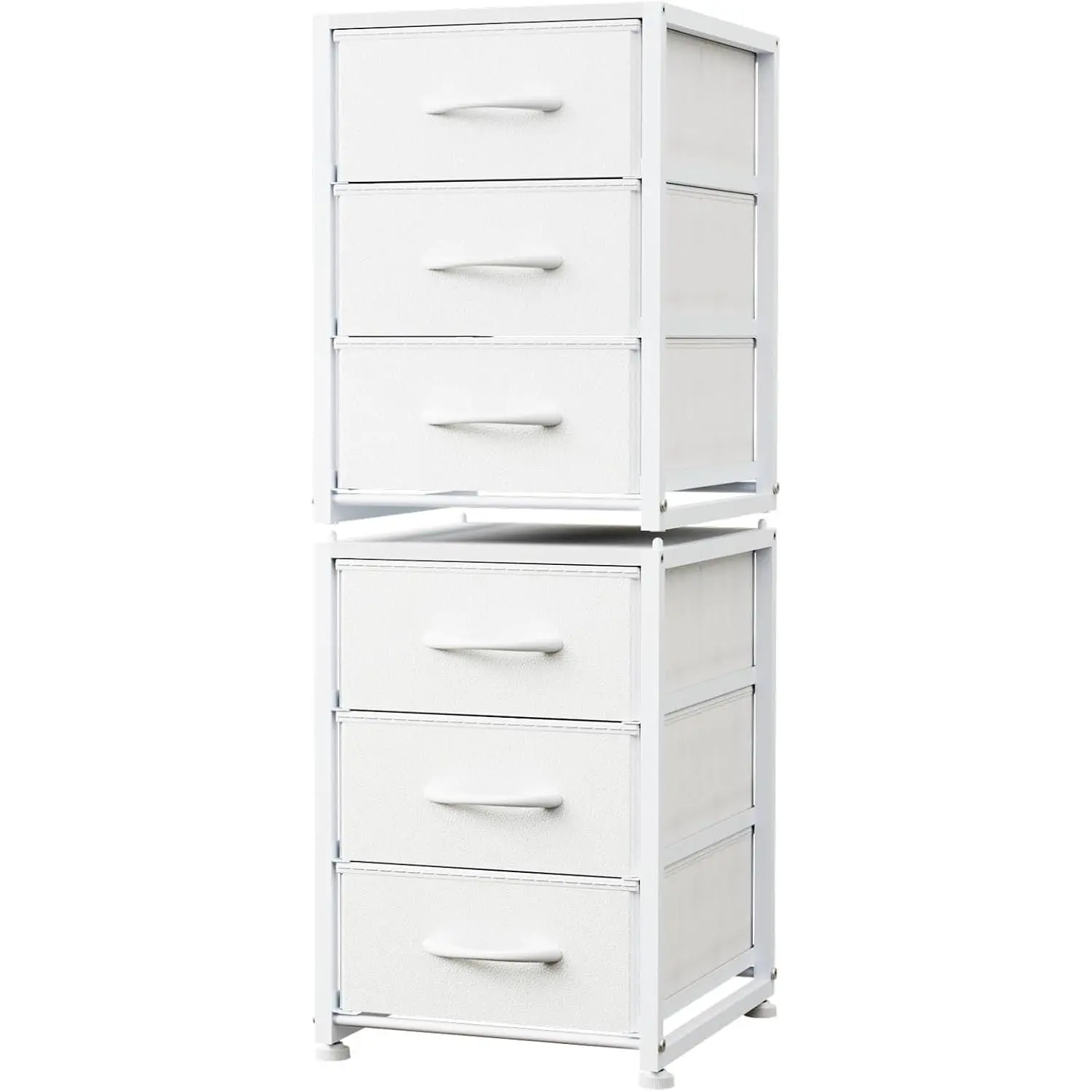 2-Pack Stackable 3-Tier Storage Drawers (6 Drawers ), Small Dresser for Closet, Narrow Fabric Dresser with Wooden Top & Metal Frame, Freestanding Closet Organizer Tower for Bedroom, Living Room