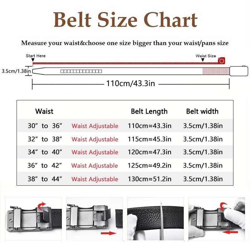 Men's Genuine Leather Belt 2-Piece Set with Automatic Ratchet Buckle Adjustable Comfortable Fit for Business & Casual Wear Perfect Christmas Gift