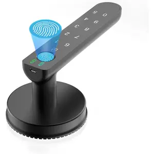Fingerprint Door Lock with Keypads, Handle, Passwords, Fingerprint Door Knob Keyless Entry Door Lock for /Office/Bedroom/Apartment Black
