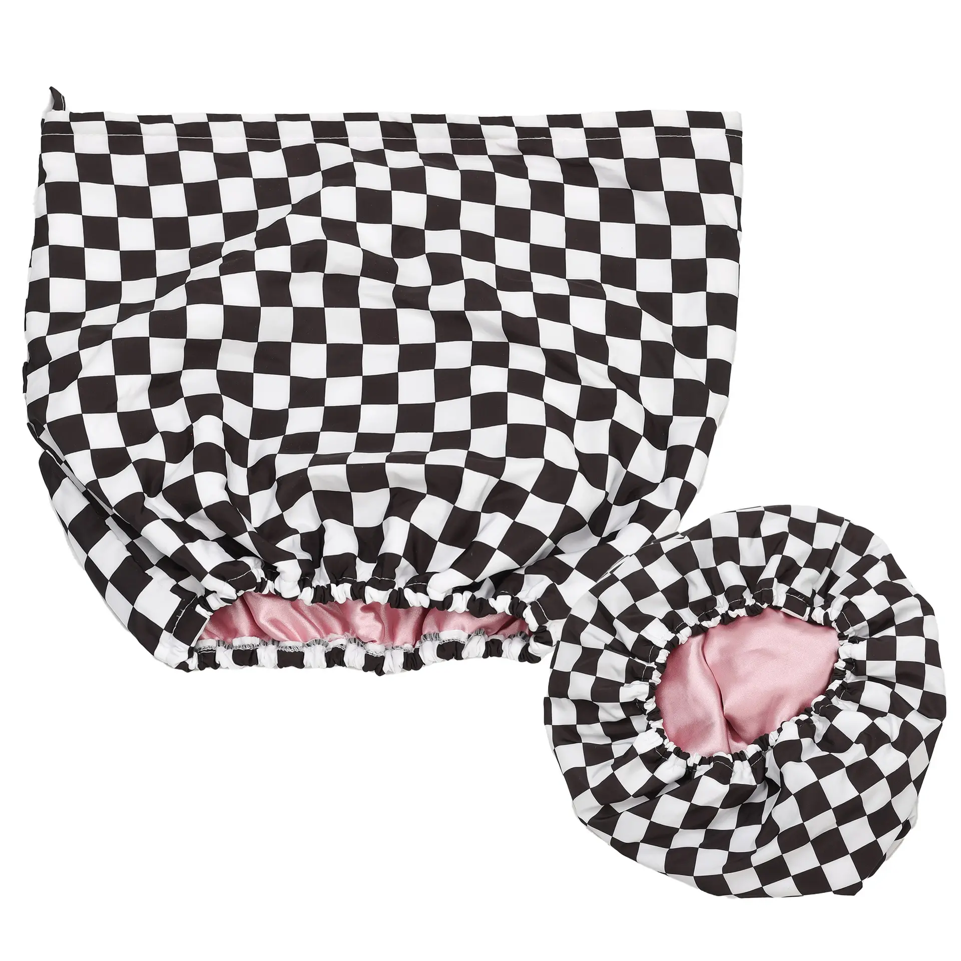 3-Layer Waterproof Shower Cap with Anti-Frizz Silk Lining, Reusable Lightweight Bath Accessory for Women, Adults | Plaid Print for Home Spa, All Hair Types, 3-Layer Composite, Avoids Tangling, Free Size, Hair-Moisturizing