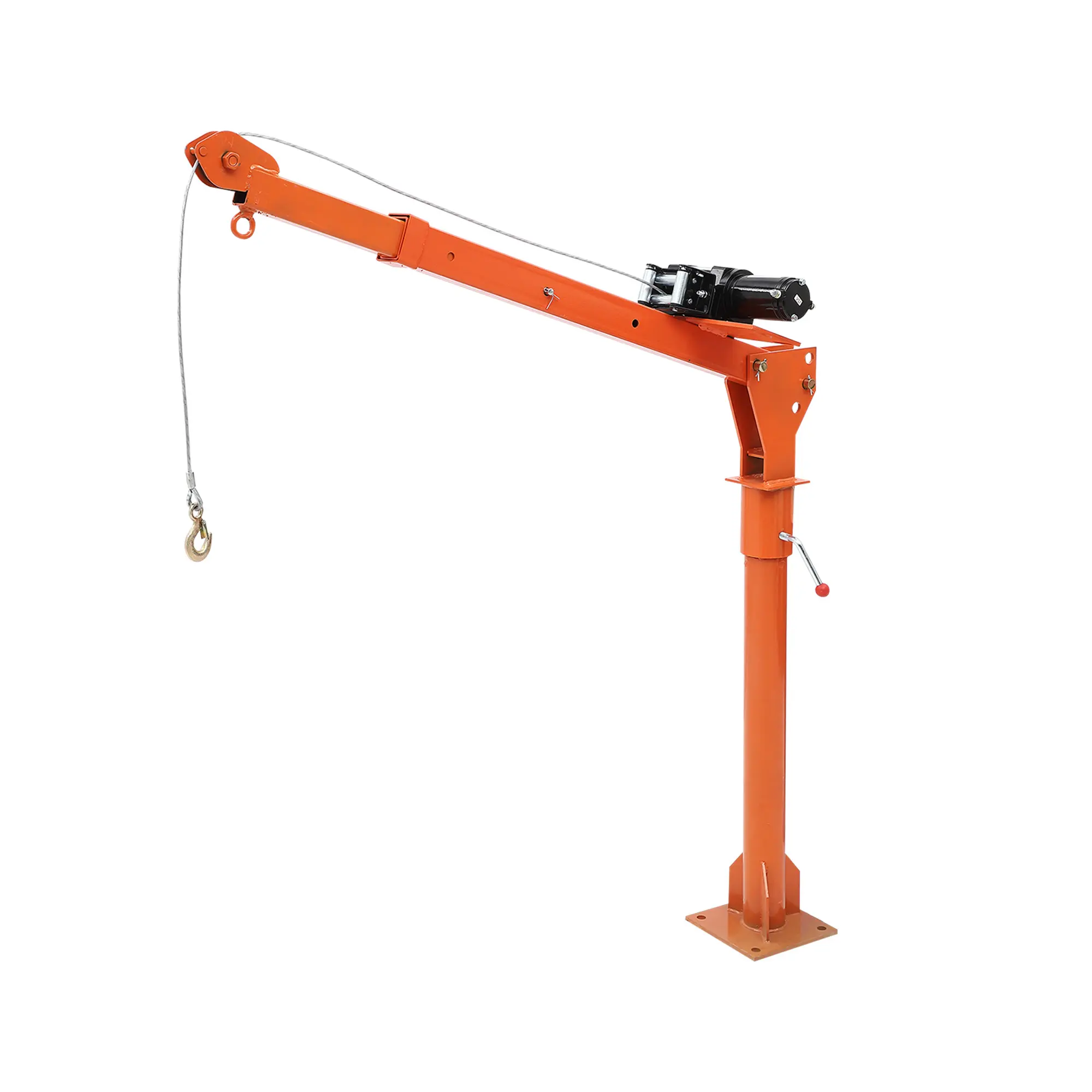 1100 lb Electric Pickup Truck Crane with Electric Winch 3500 lb 12V, Folding Truck-Mounted Crane, Painted Steel Pickup Truck Jib Cranes Hoist 360° Swivel for Lifting Goods in Construction Factory